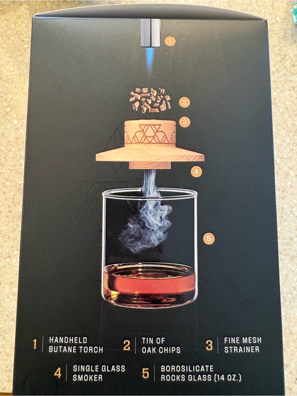 NIB Alchemi Single Serve Smoked Cocktail Kit Torch Glass Wood Smoker Set - Picture 6 of 9